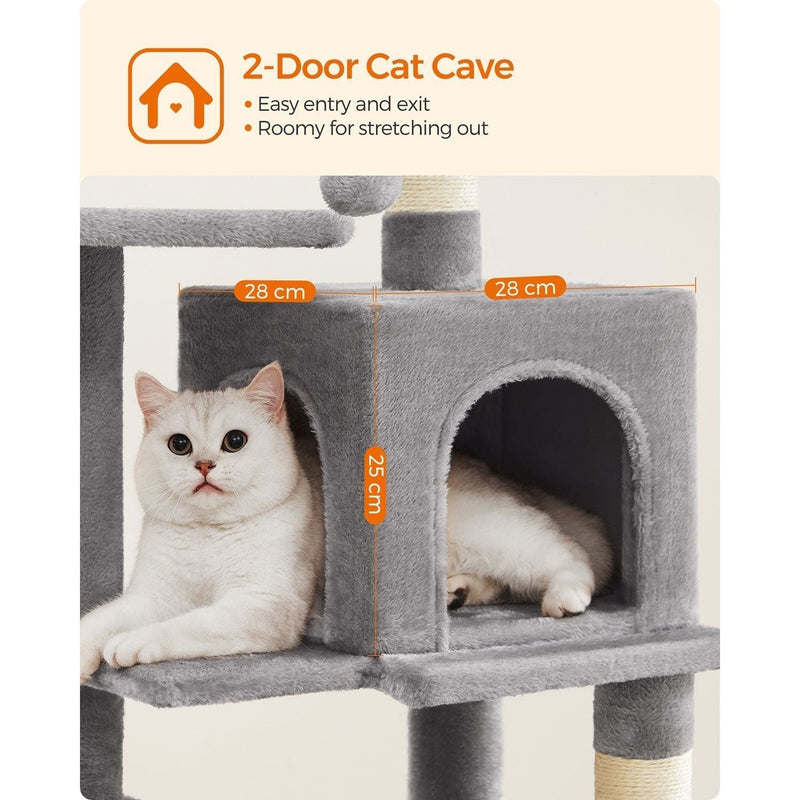 Feandrea Tall Grey Cat Tree, Light Grey