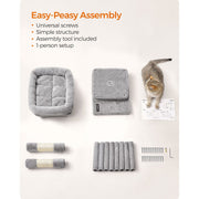 Feandrea Small Cat Tree Dual Caves, Light Grey 67cm