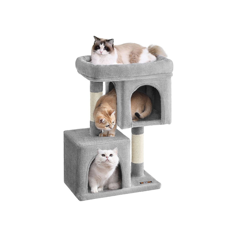Feandrea Cat Tree Dual Caves, Light Grey 74cm