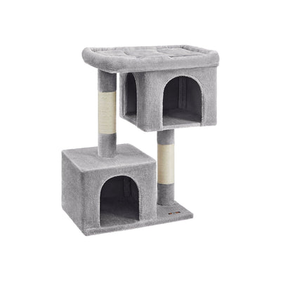Feandrea Cat Tree Tower With 2 Cat Caves Light Grey 68x48x101cm