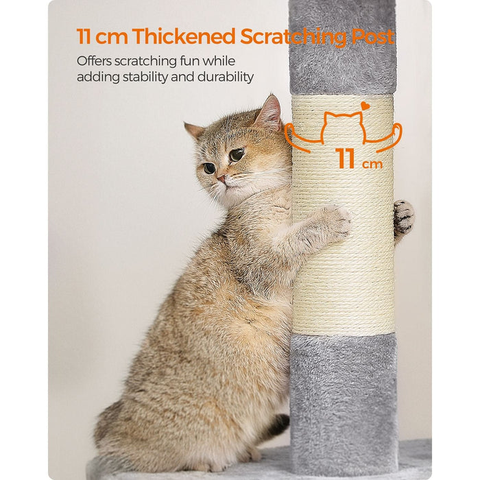 Cat Tree Tower With 2 Cat Caves Light Grey 68x48x101cm