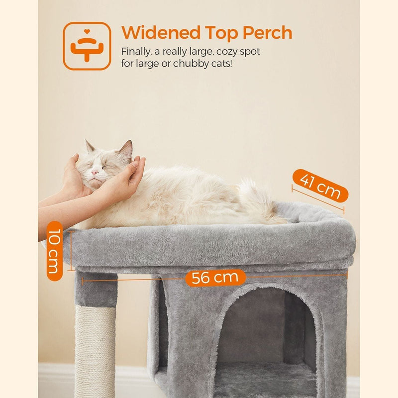 Feandrea Cat Tree With Bed On Top, Grey