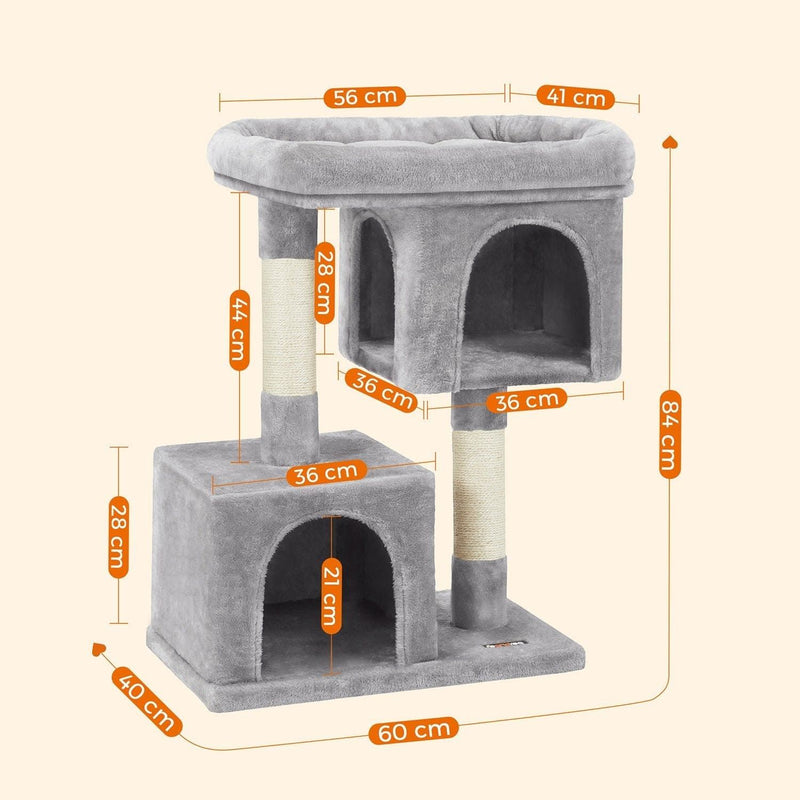 Feandrea Cat Tree With Bed On Top, Grey