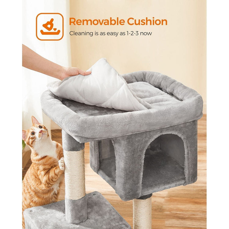 Feandrea Cat Tree With Bed On Top, Grey