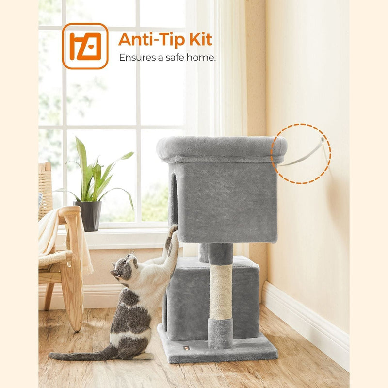 Feandrea Cat Tree With Bed On Top, Grey