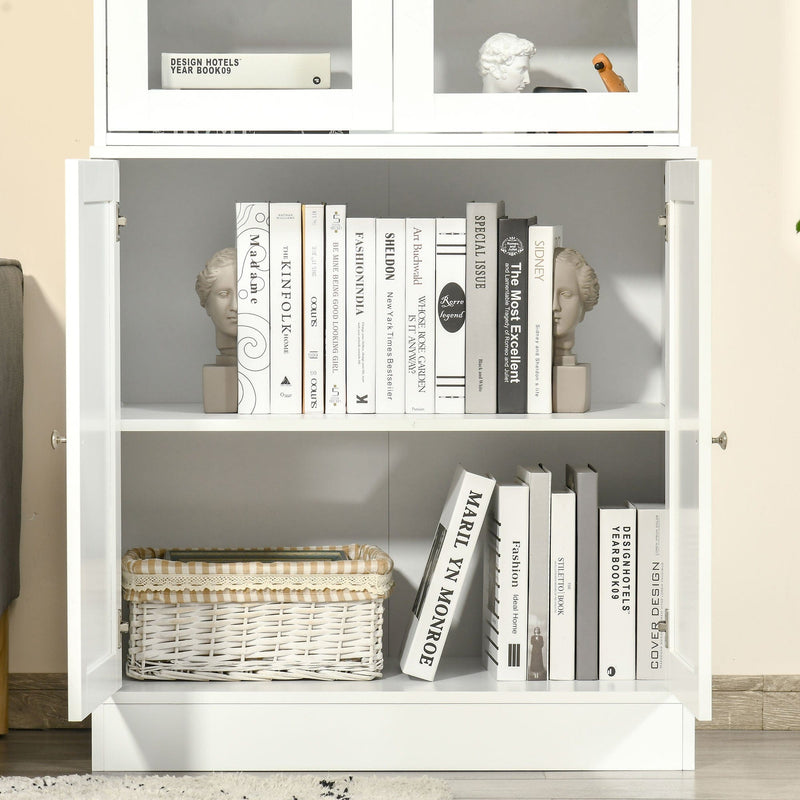 Kitchen Display Cabinet With Glass Doors, White Homcom