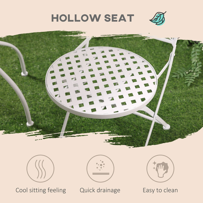 White Metal Bistro Set, Round Mosaic Tabletop