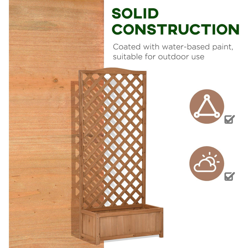 Wooden Garden Planter With Trellis