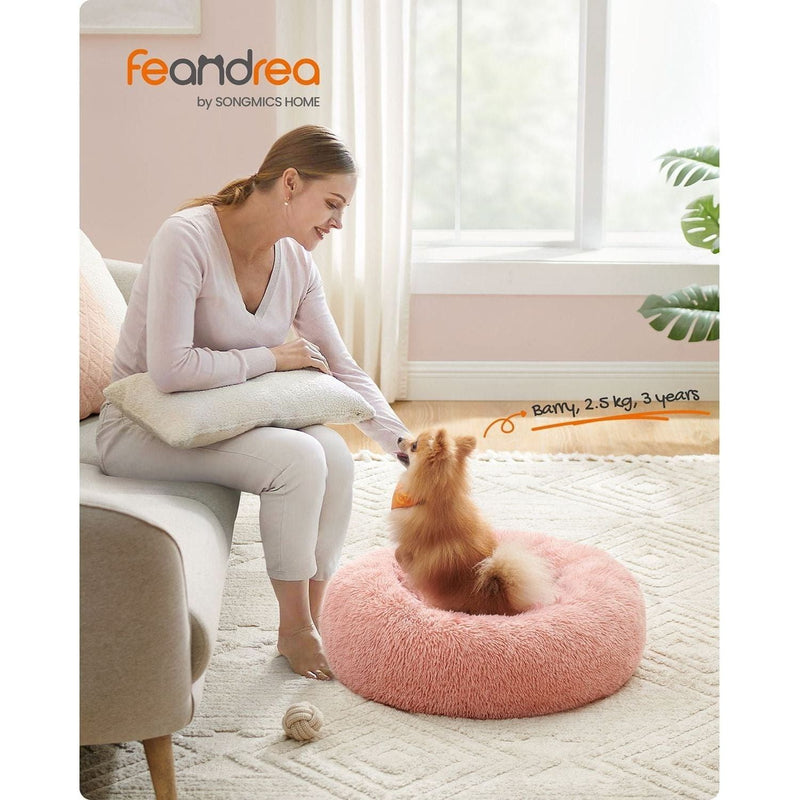 Feandrea Fluffy Pink Dog Bed 50cm