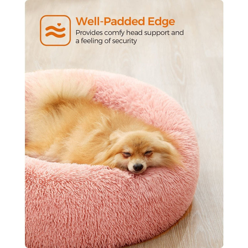 Feandrea Fluffy Pink Dog Bed 50cm