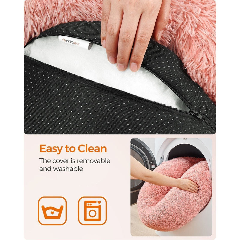 Feandrea Fluffy Pink Dog Bed 50cm