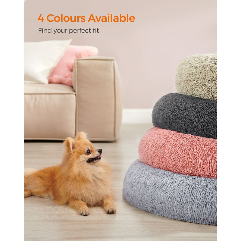 Feandrea Fluffy Pink Dog Bed 50cm