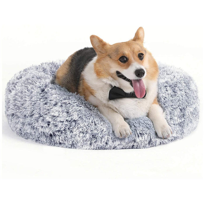 Grey Dog Bed with Soft Plush Cushion