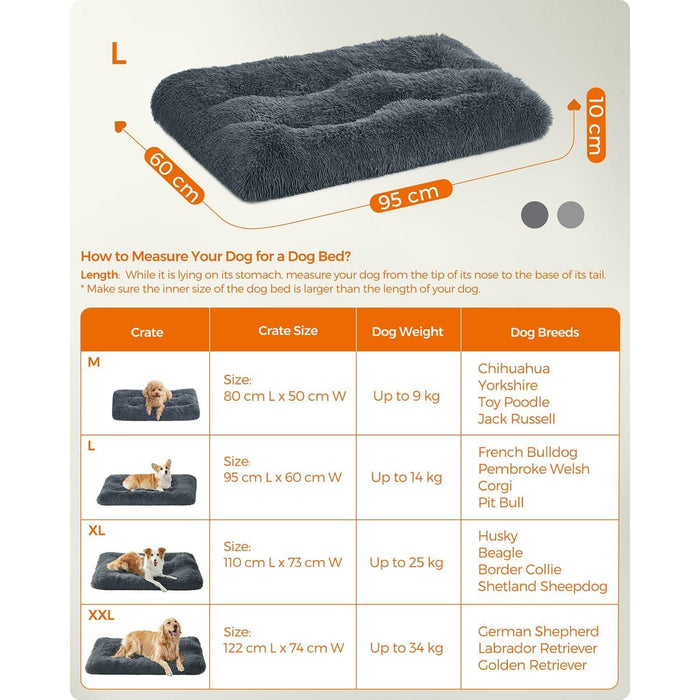 Feandrea Dog Bed For Small Dogs, 95x60cm, Grey