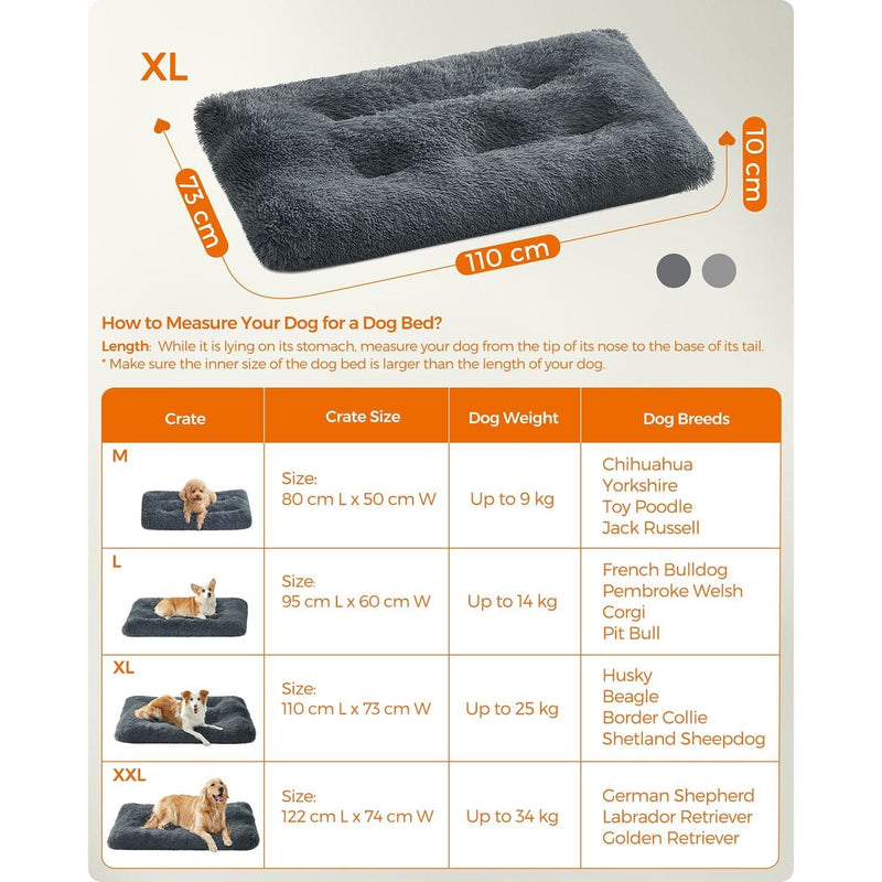 Feandrea Dog Bed For Large Breed, 110x73cm, Grey