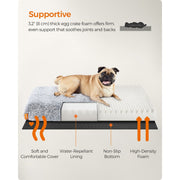 Feandrea Washable Dog Beds For Small Dogs, Grey Ombre 80x50cm
