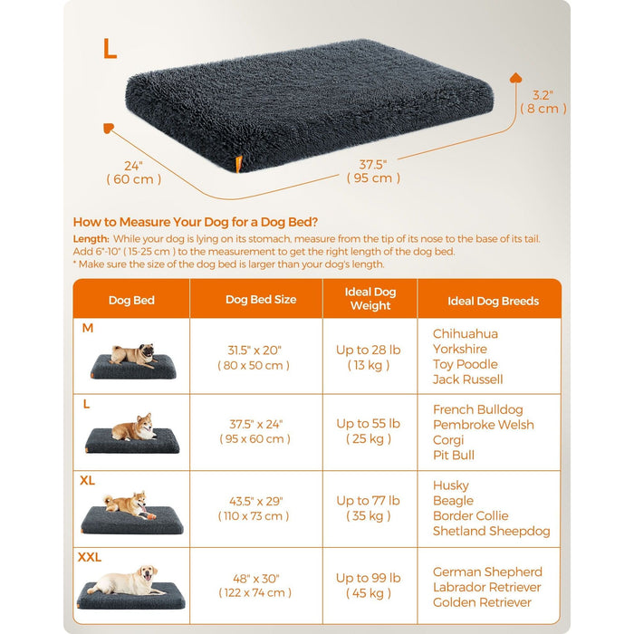 Washable Dog Beds For Small Dogs, Dark Grey, 95x60cm