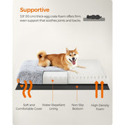 Feandrea Washable Dog Beds For Large Dogs, Grey Ombre, 110x73cm