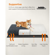 Feandrea Washable Dog Beds For Large Dogs, Dark Grey, 110x73cm