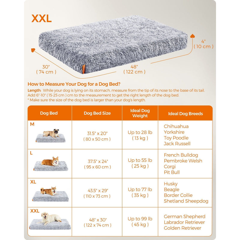 Feandrea Big Fluffy Dog Bed, Grey Ombre