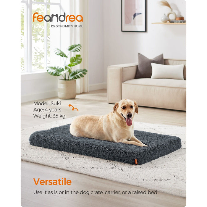 Feandrea Big Fluffy Dog Bed, Dark Grey