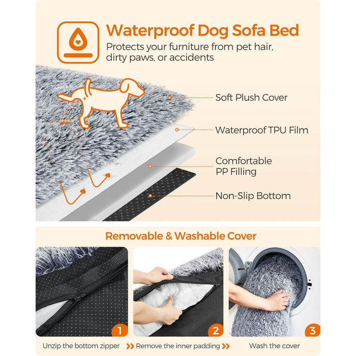 Feandrea Dog Beds For Large Dogs Washable Grey 110x95cm