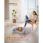Feandrea Grey Fluffy Dog Bed, 76x58x23cm (Medium)