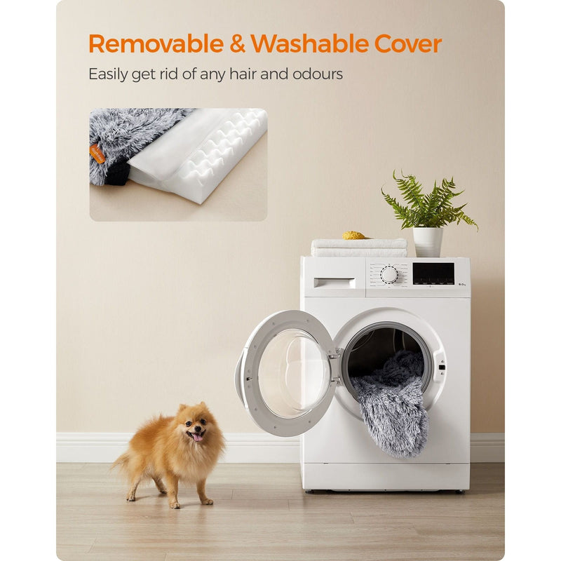 Feandrea Grey Fluffy Dog Bed, 76x58x23cm (Medium)