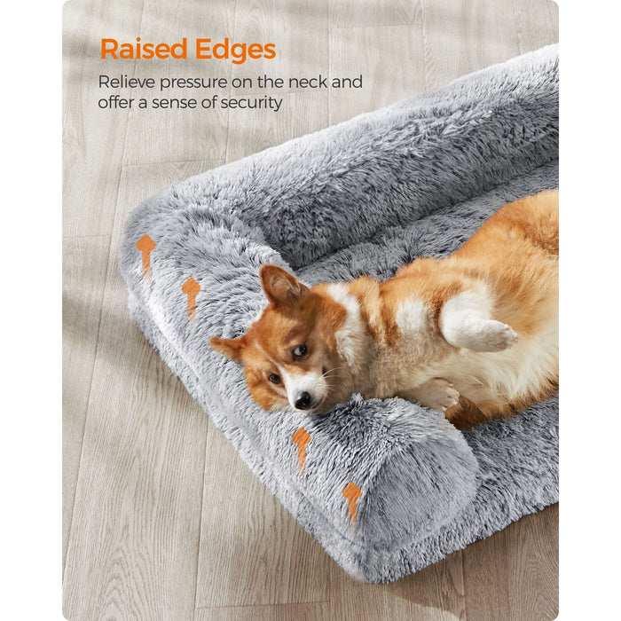 Feandrea Grey Fluffy Dog Bed, 91x68x23cm ( Large)