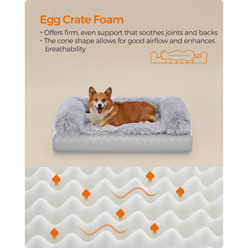 Feandrea Grey Fluffy Dog Bed, 91x68x23cm ( Large)