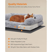 Feandrea Grey Fluffy Dog Bed, 91x68x23cm ( Large)