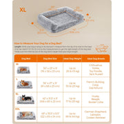 Feandrea Grey Fluffy Dog Bed, 106x80x23cm (Extra Large)