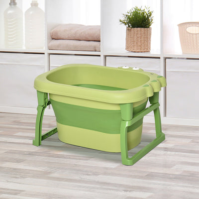 Collapsible Baby Bath Tub, Green, 0-6 Years Homcom