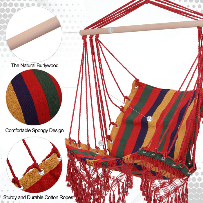 Colourful Striped Hammock Chair Swing, Indoor/Outdoor