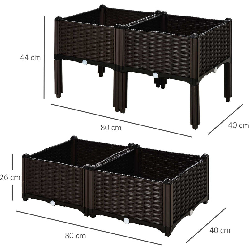 4 Rattan Planters Outdoor