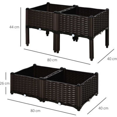 4 Rattan Planters Outdoor Outsunny