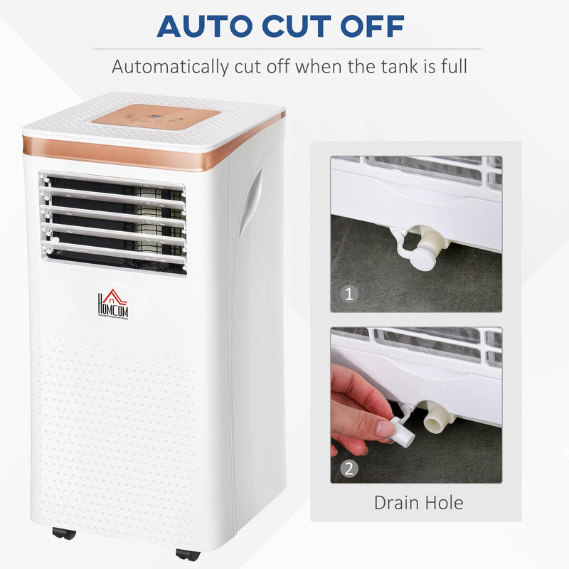 HOMCOM 7000 BTU 4-In-1 Compact Portable Mobile Air Conditioner Unit Cooling Dehumidifying Ventilating w/ Fan Remote LED Display 24 Hr Auto Shut-Down Homcom