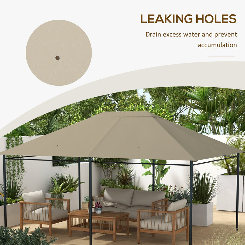 Outsunny 3 x 4m Gazebo Canopy Replacement Cover, Gazebo Roof Replacement (TOP COVER ONLY), Khaki Outsunny