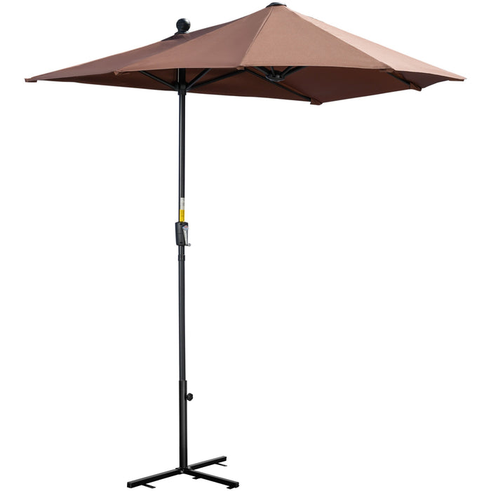 2m Half Garden Parasol, Coffee