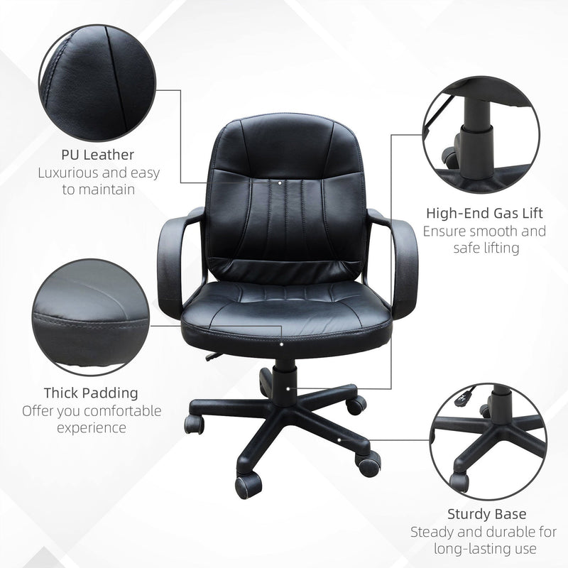 PU Leather Mid Back Swivel Office Chair