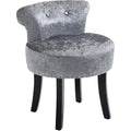 Grey Velvet Round Dressing Stool Homcom