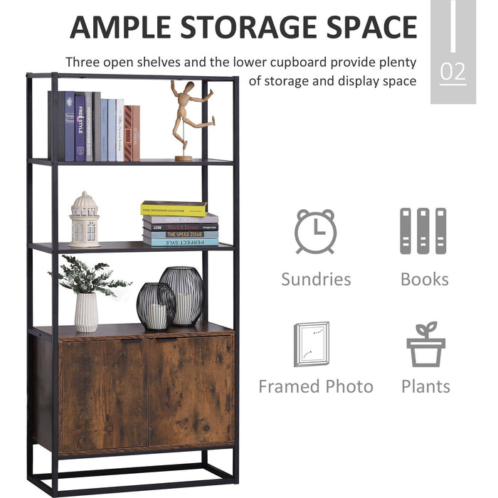 Industrial Style Storage Cabinet, 3  Shelves, Cupboard