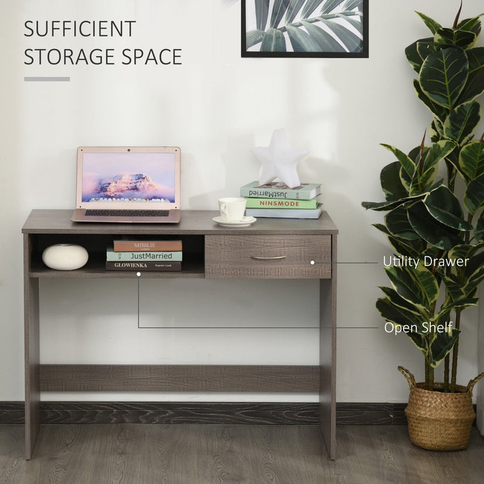 Modern Computer Desk With Drawer and Shelf, 100cm