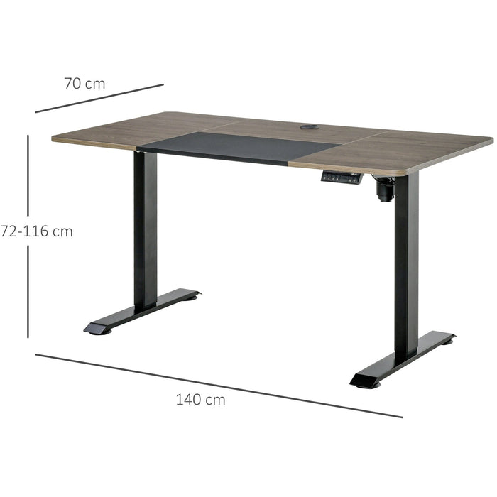 Electric Standing Desk - 4 Memory Presets - 140x70cm, Teak