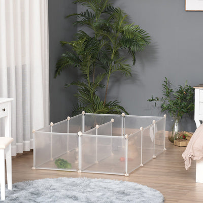 White DIY Plastic Pet Playpen: 12 Panels Pawhut