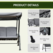 3 Seater Garden Swing Chair Hammock With Canopy, Bed Outsunny