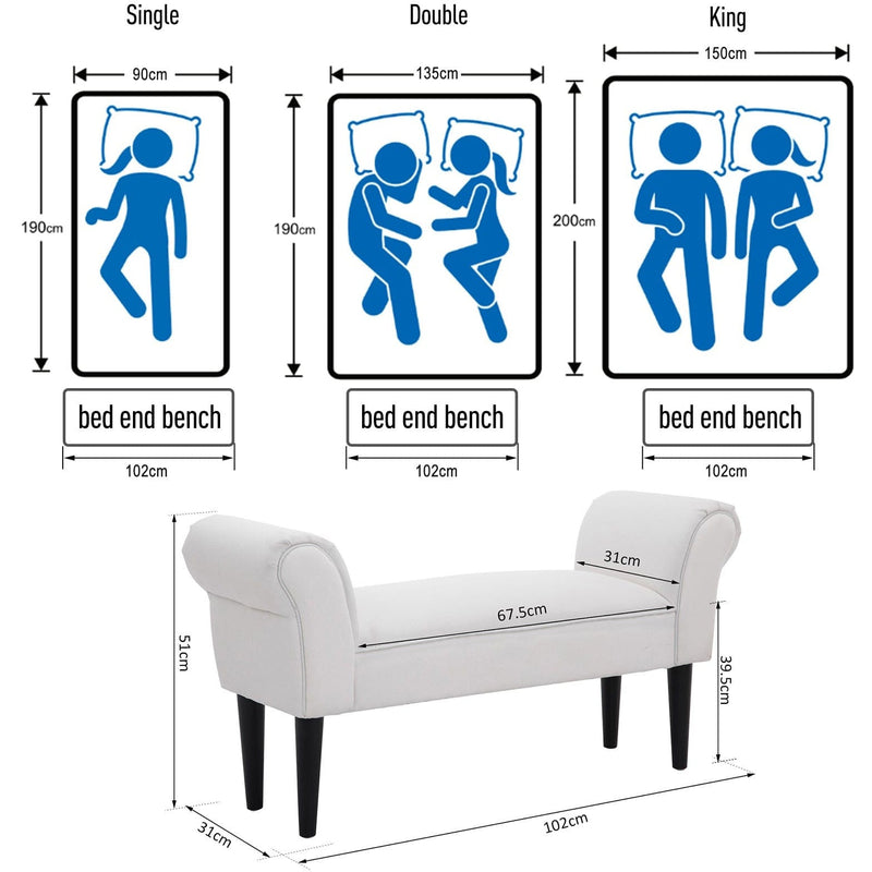 Small Bed End Chaise Lounge, Wooden Leg