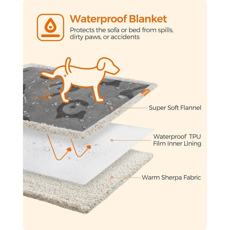 Feandrea Sherpa Fleece Waterproof Dog Blanket, 127x101cm