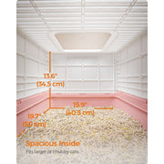 Feandrea Enclosed Cat Litter Box Pink White
