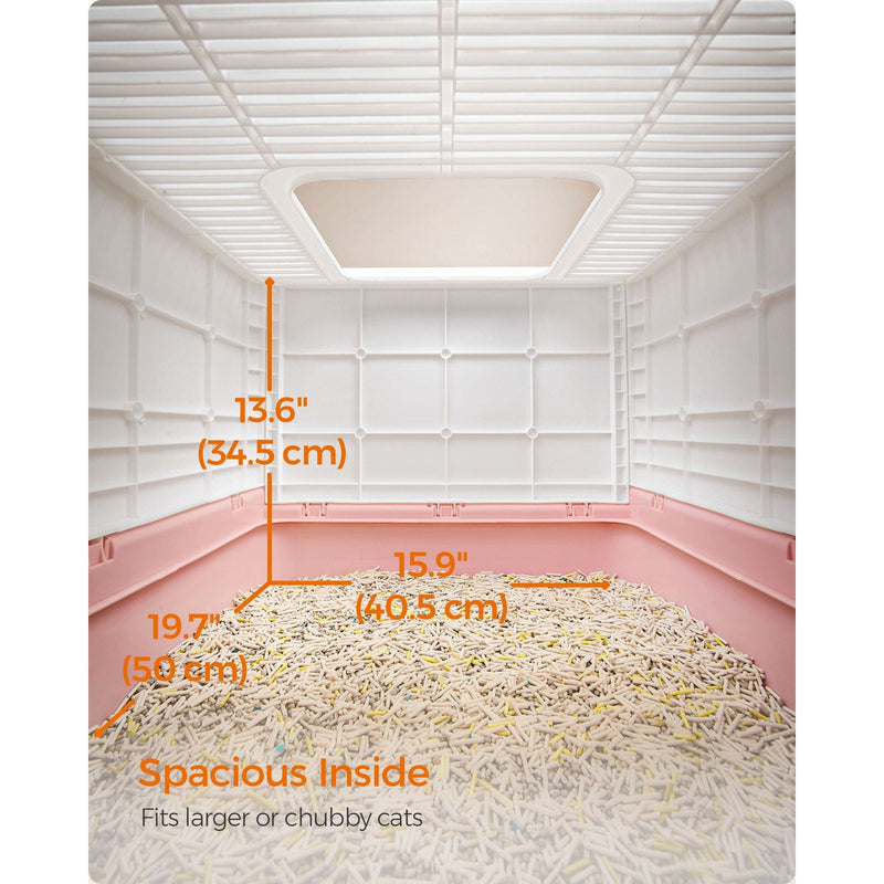 Feandrea Enclosed Cat Litter Box Pink White
